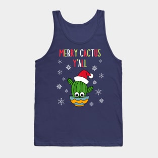 Merry Cactus Y'all - Cactus With A Santa Hat In A Bowl Tank Top